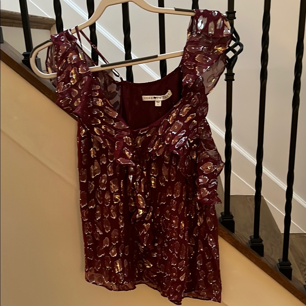 Veronica Beard Burgundy And Gold Women's Top